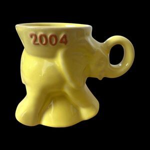 Frankoma 2004 GOP Elephant Mug – Yellow Political Collectible 7 oz